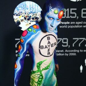 Logo body painting for a PR event | Artist: Riina Laine | Client: Bayer