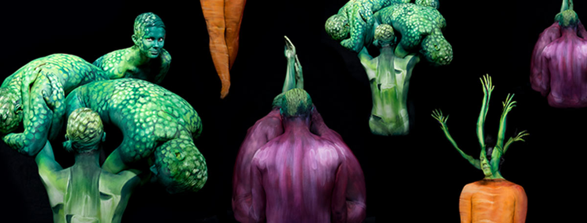 Body painting illusions for ad campaign by Apetit - Artist Riina Laine